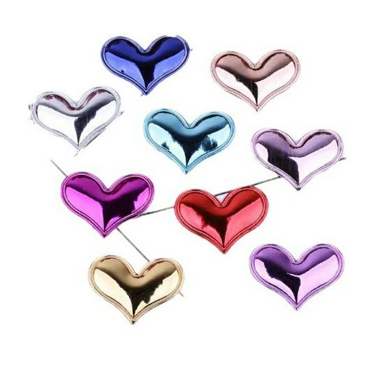 Korean-Style Handmade High Gloss PU Heart Hair Clips & Cake Topper Gifts for Kids