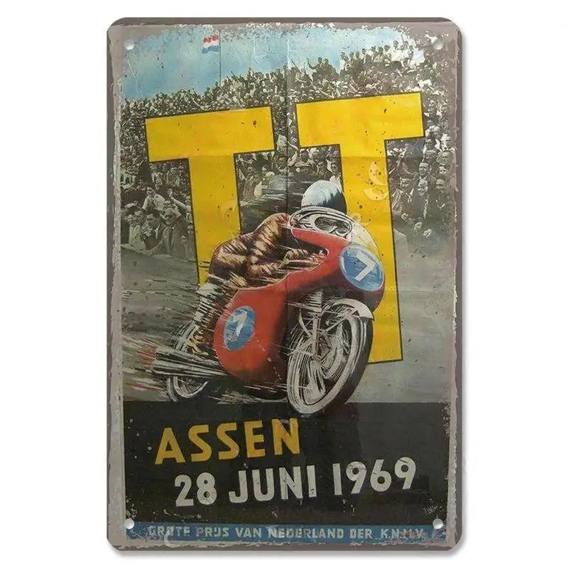 Vintage Metal Sign Motorcycle Poster Decor TT Racing Metal Tin Plate Living Room Wall Garage People's Cave Restaurant Art Decor