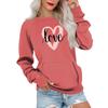Women's Casual Valentine's Day Printed Pullover Plug Sleeve Sweatshirt With Pocket Top