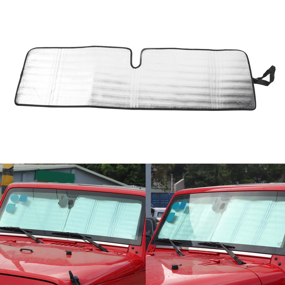 For Jeep Wrangler TJ JK 1997-2017 Car Front Windshield Sunshade Anti UV Ray Window Sun Visor Protector Cover AccessoriesWindshield Sunshades 1