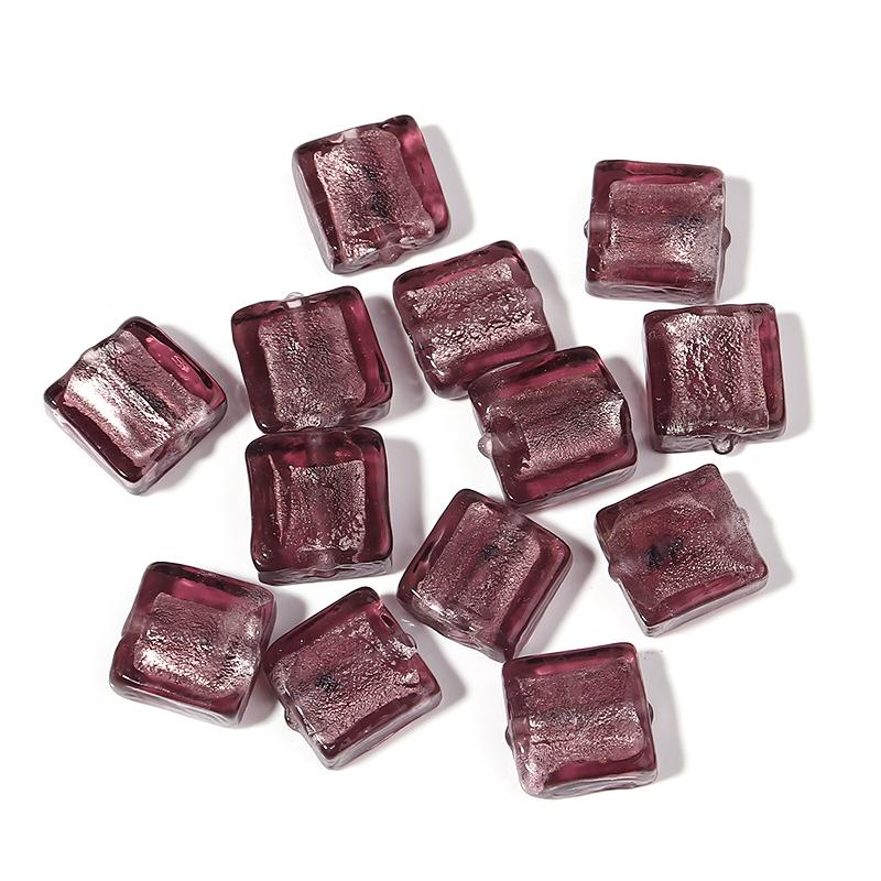 

10Pcs/Lot 12mm Lampwork Colored Translucent Beads Square Shape 2mm Large Hole Loose Beads For Making Bracelet Necklace Jewelry