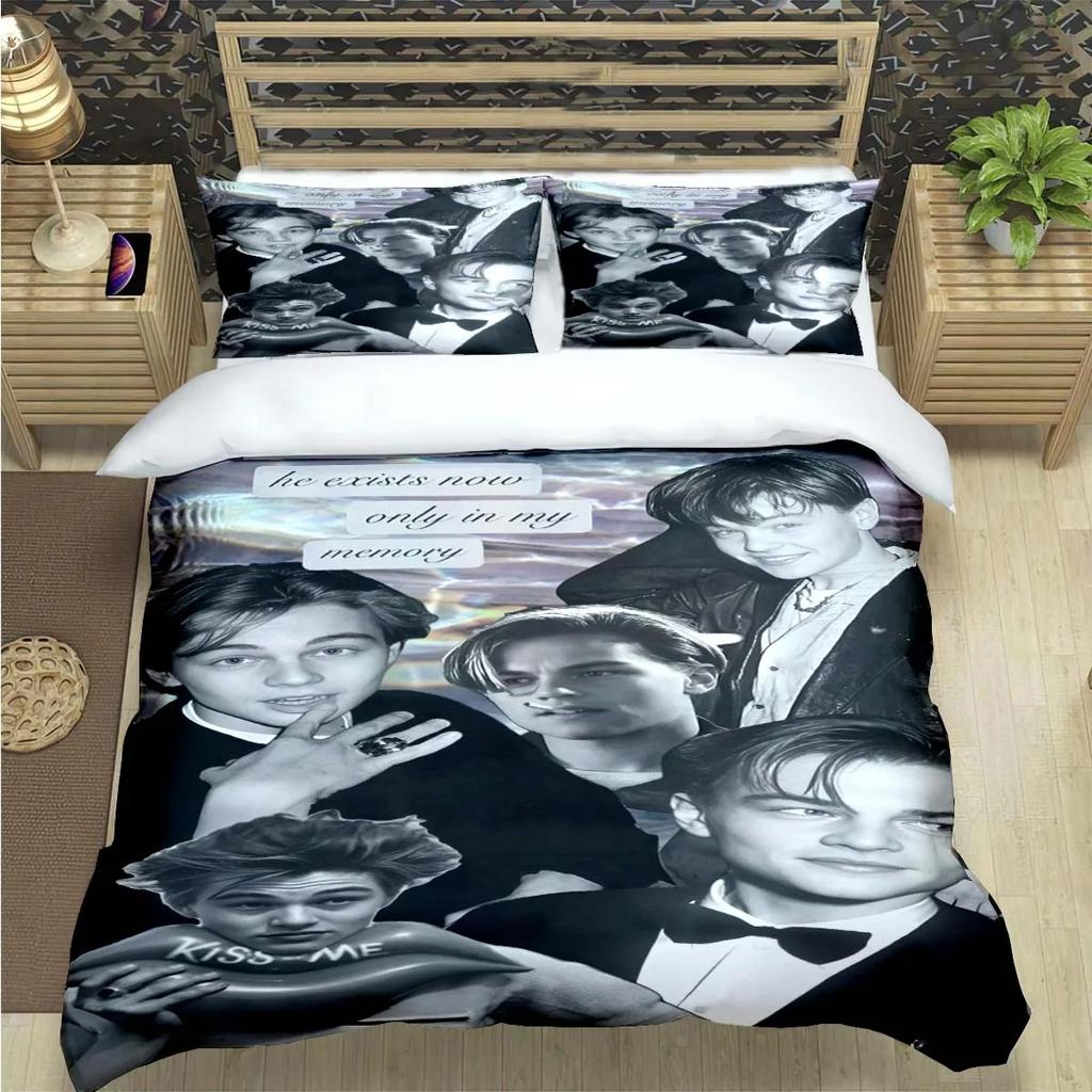 Comforter Famous Actor L-Leonardo Dicaprio Print Bedding Sets Bed Supplies Set Bed Comforter Set Bedding Set Luxury Gift