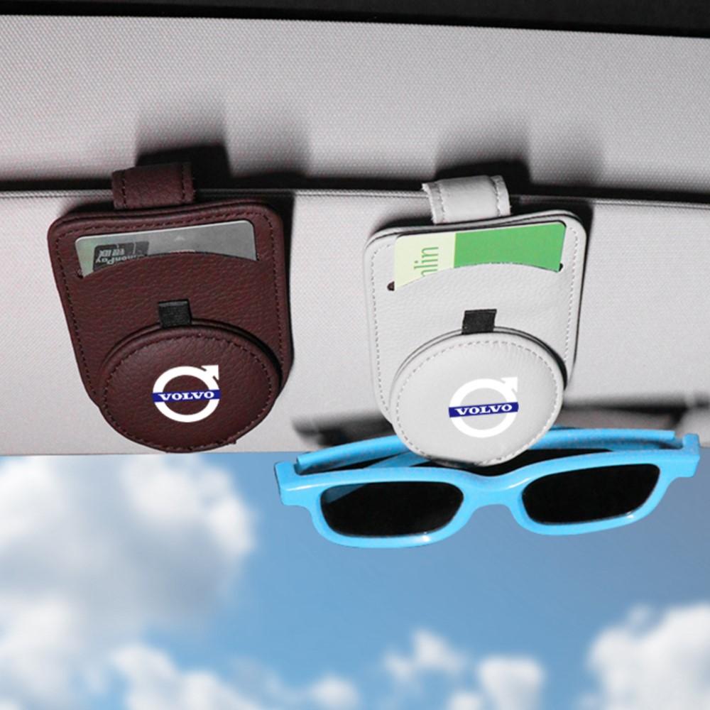 Car Sunglasses Holder Sun Visor Glasses Clip PU Leather Eyeglasses Clip Car Accessories For Volvo XC90 V90 S80 S70 T5 V50 D5 D2