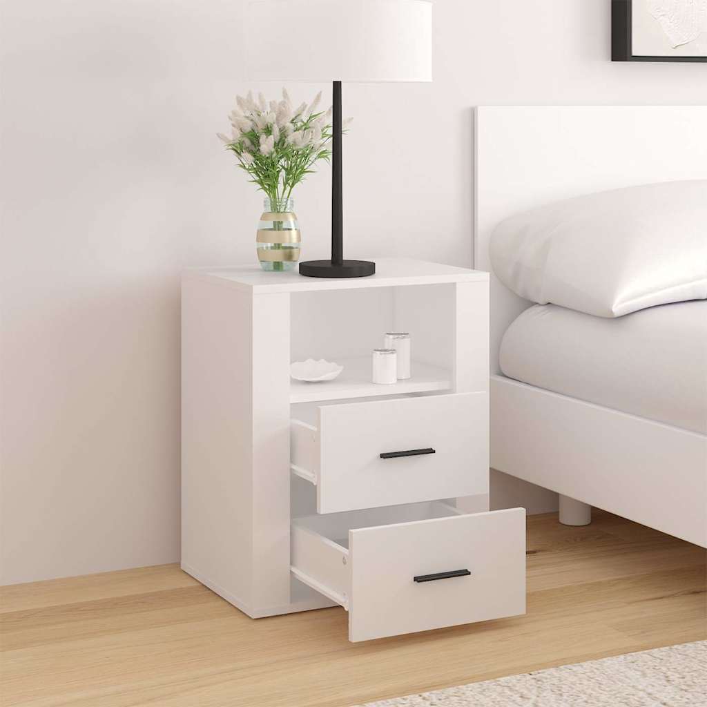 Nightstand White 50x36x60 cm Engineered Wood