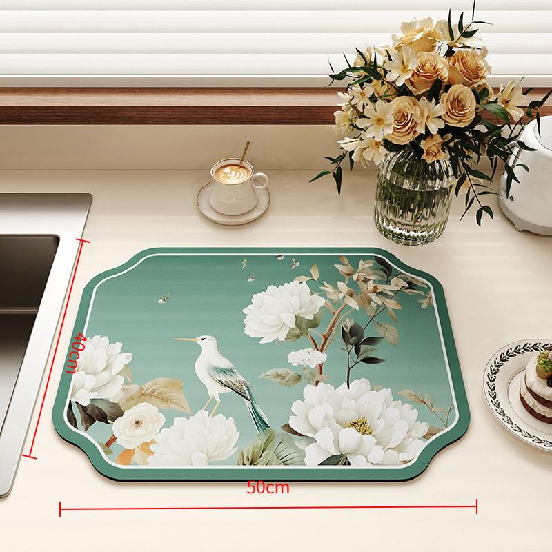 Coffee Machine Household Absorbent Mat Soft Diatomaceous Mud Kitchen Non-slip Mat Tableware Dry No-wash Kitchen Drain Mat+