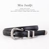 Classic Vintage Leather Belt For Women With Silver Buckle And Denim Waist Accessory For Casual Style