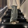 JYL Men's Wide-Leg Jeans  Autumn Thin American High-Street Vibe Washed Denim