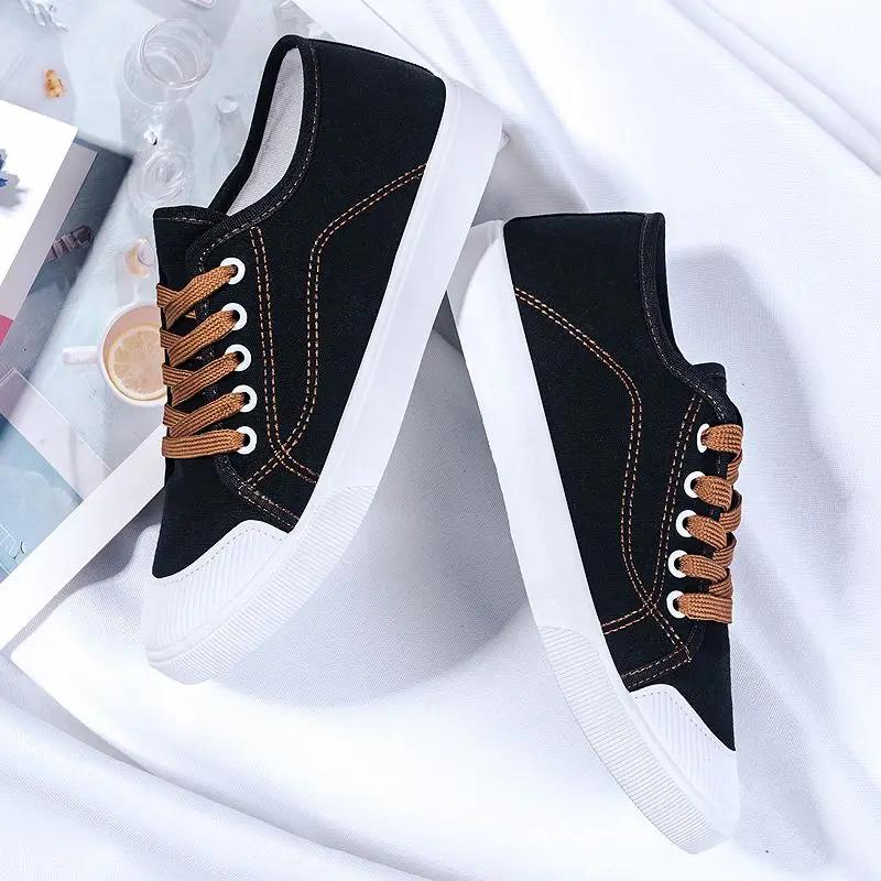 Low Top Lace Up Women's Shoes Aesthetic Stylish Deals Cheap Light New In High Quality Daily Routine Casual 39 Ladies Footwear
