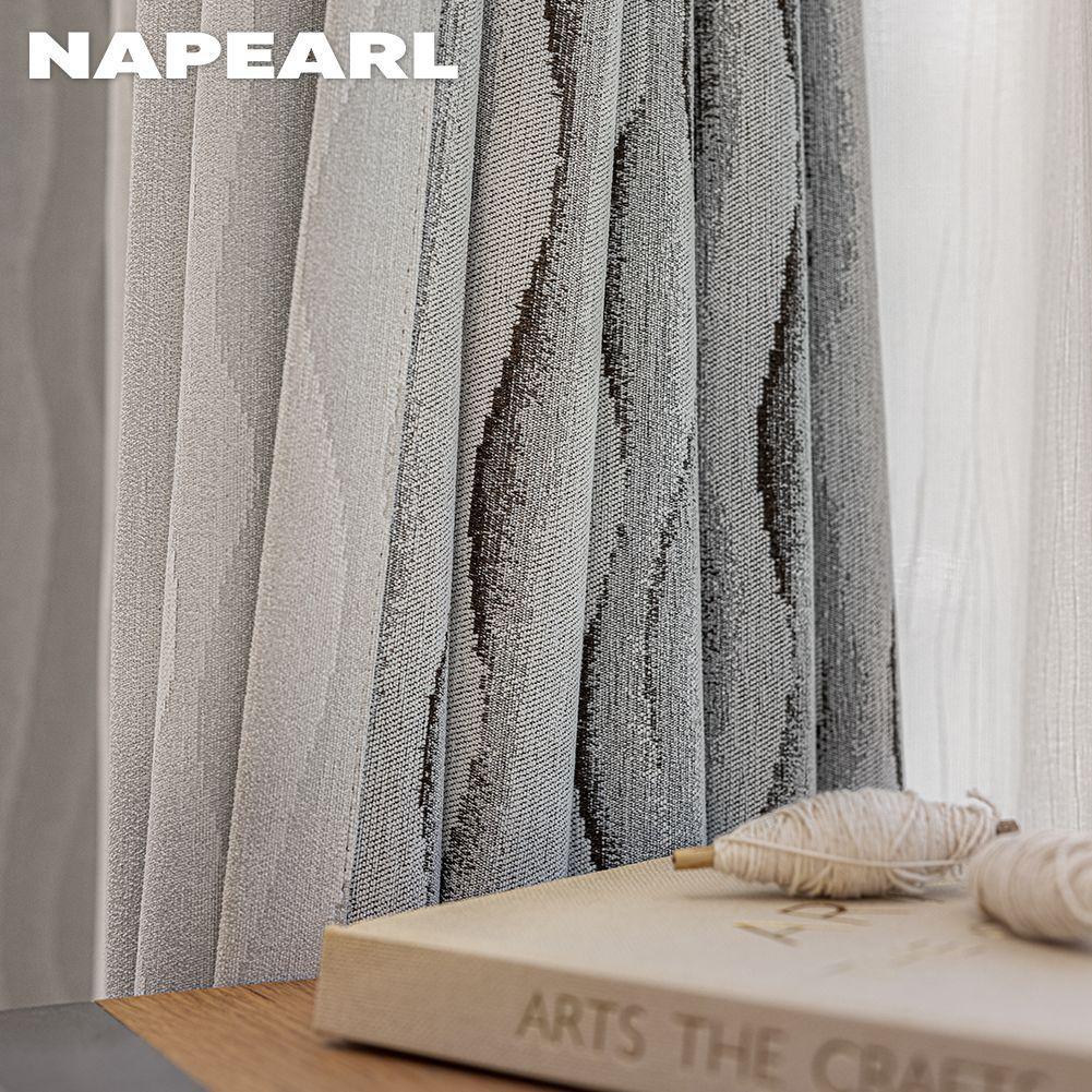 1 Stück NAPEARL Eleganter einfarbiger Verdunkelungsvorhang beidseitiger Chenille-Jacquard dicke Vorhänge für Schlafzimmer Wohnzimmer Balkonfenster für Heimdekoration