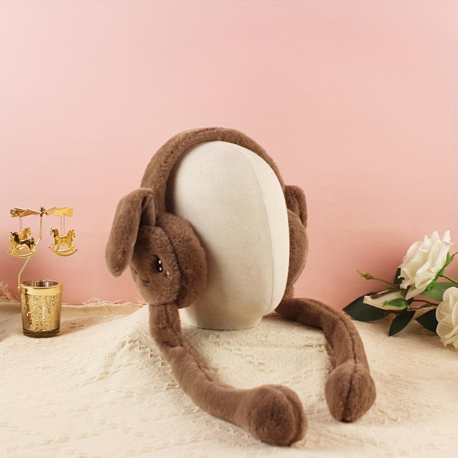 Cartoon Bunny Ear Warmers Plush Knitted Stretchable Polyester Ear Muffs Reusable Cozy Ear Covers for Winter Hand Wash Care