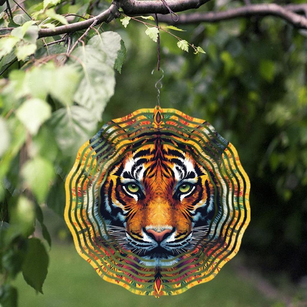 25.4cm Tiger Wind Chime with 360 Degree Hook Vibrant Metal Garden Decor for Outdoor Hanging Ornament Spring Summer Gift for Friends