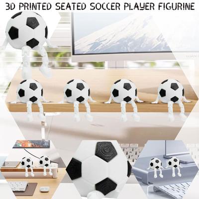 3D Printed Football Player Sitting Figurine, Creative Ball-themed Ornament, 3D Printed Toy Model.