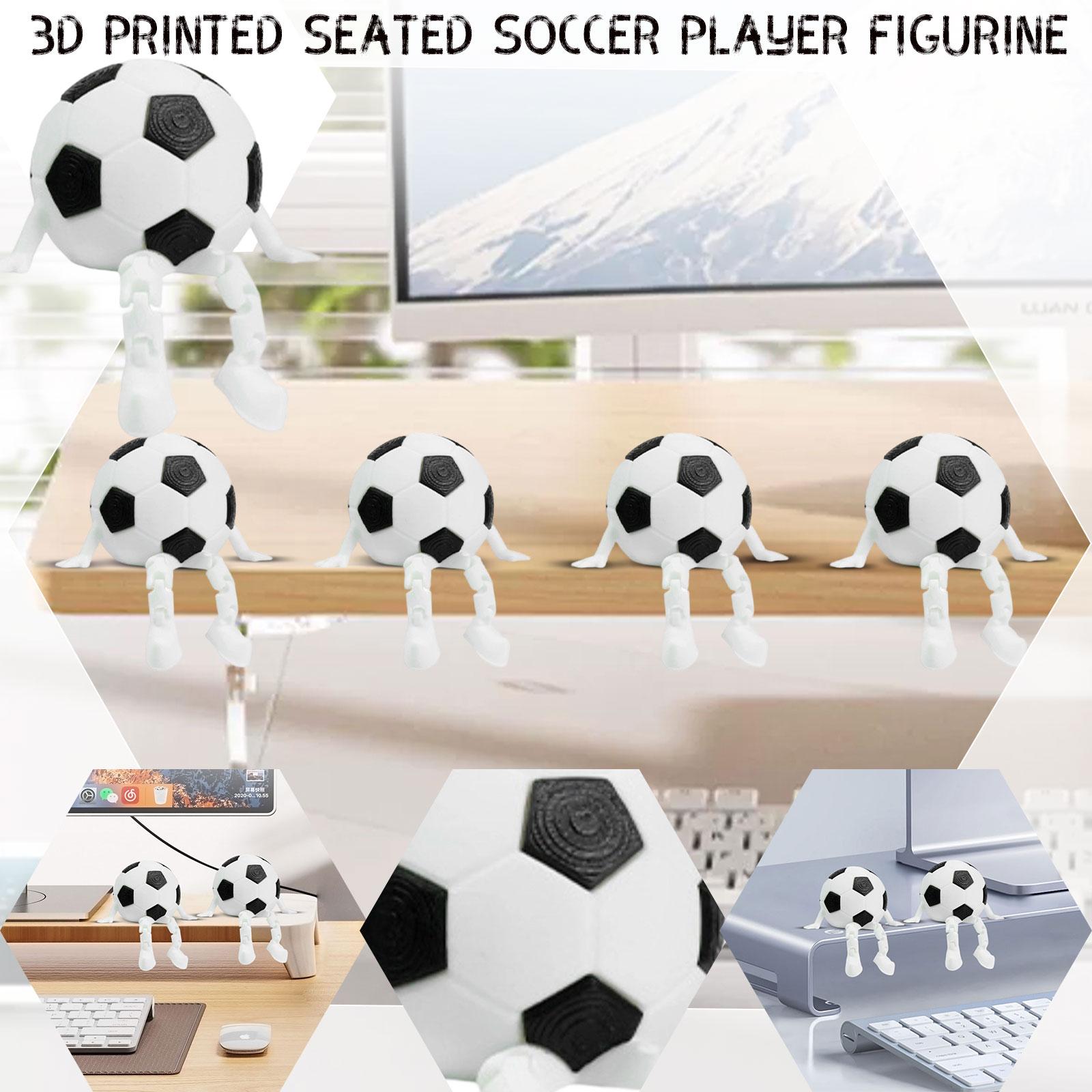 3D Printed Football Player Sitting Figurine, Creative Ball-themed Ornament, 3D Printed Toy Model. One Size