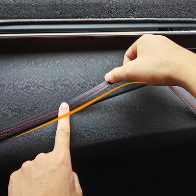 Tira decorativa para interior de coche, moldura interior autoadhesiva trenzada de cuero PU, relleno de huecos, pegatina decorativa para estilizar el coche