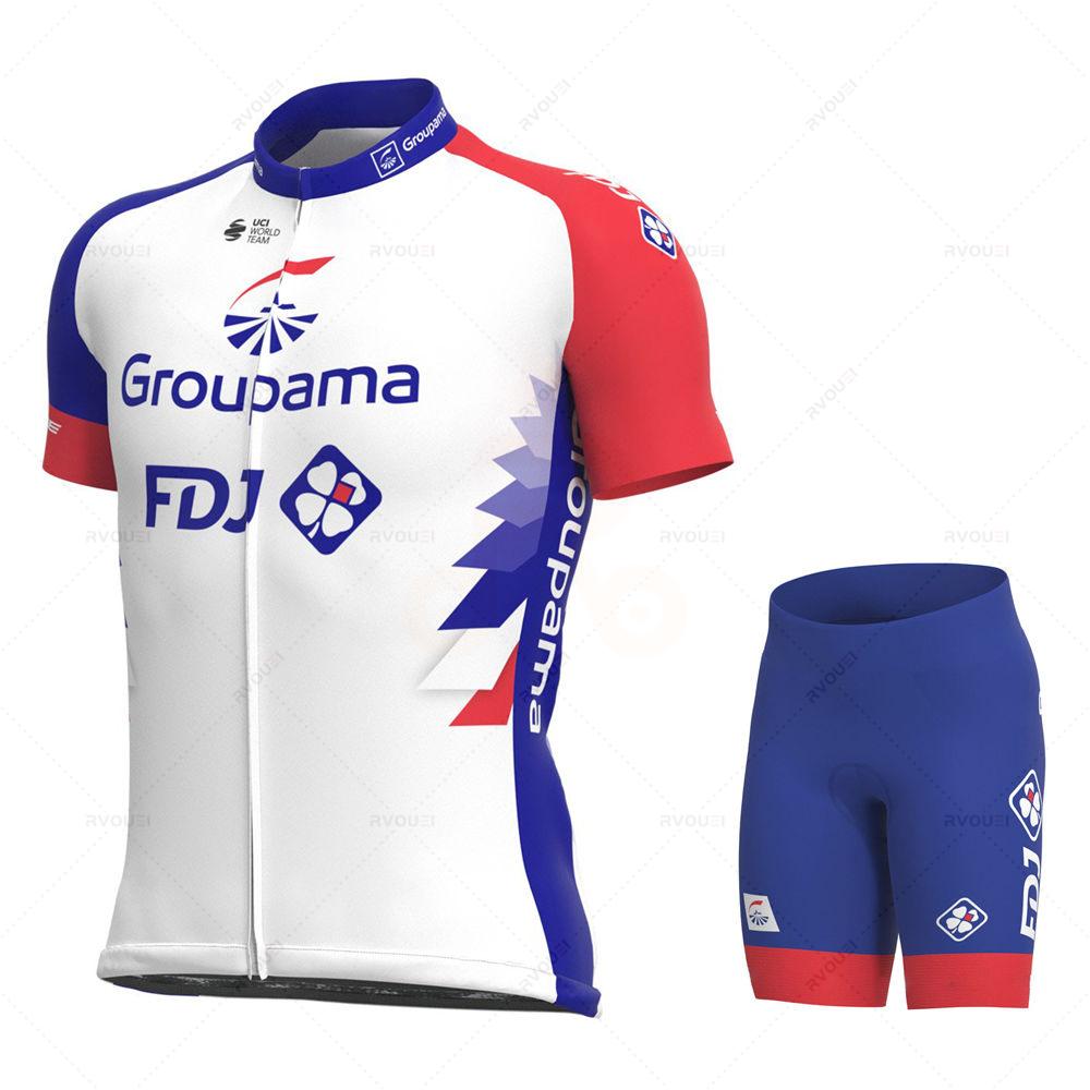 Cyklistické dresy 2026 Fdj Pánské cyklistické oblečení Letní krátký rukáv MTB Cyklistický oblek Oblečení na kolo Ropa Ciclismo Hombre