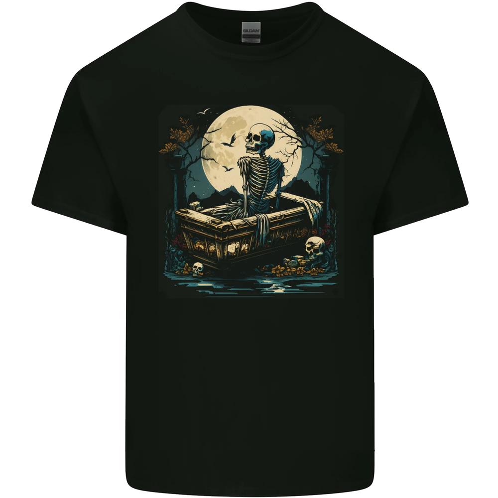 A Skeleton Coffin in a Graveyard Halloween Kids T-shirt Boys Girls XXXXL