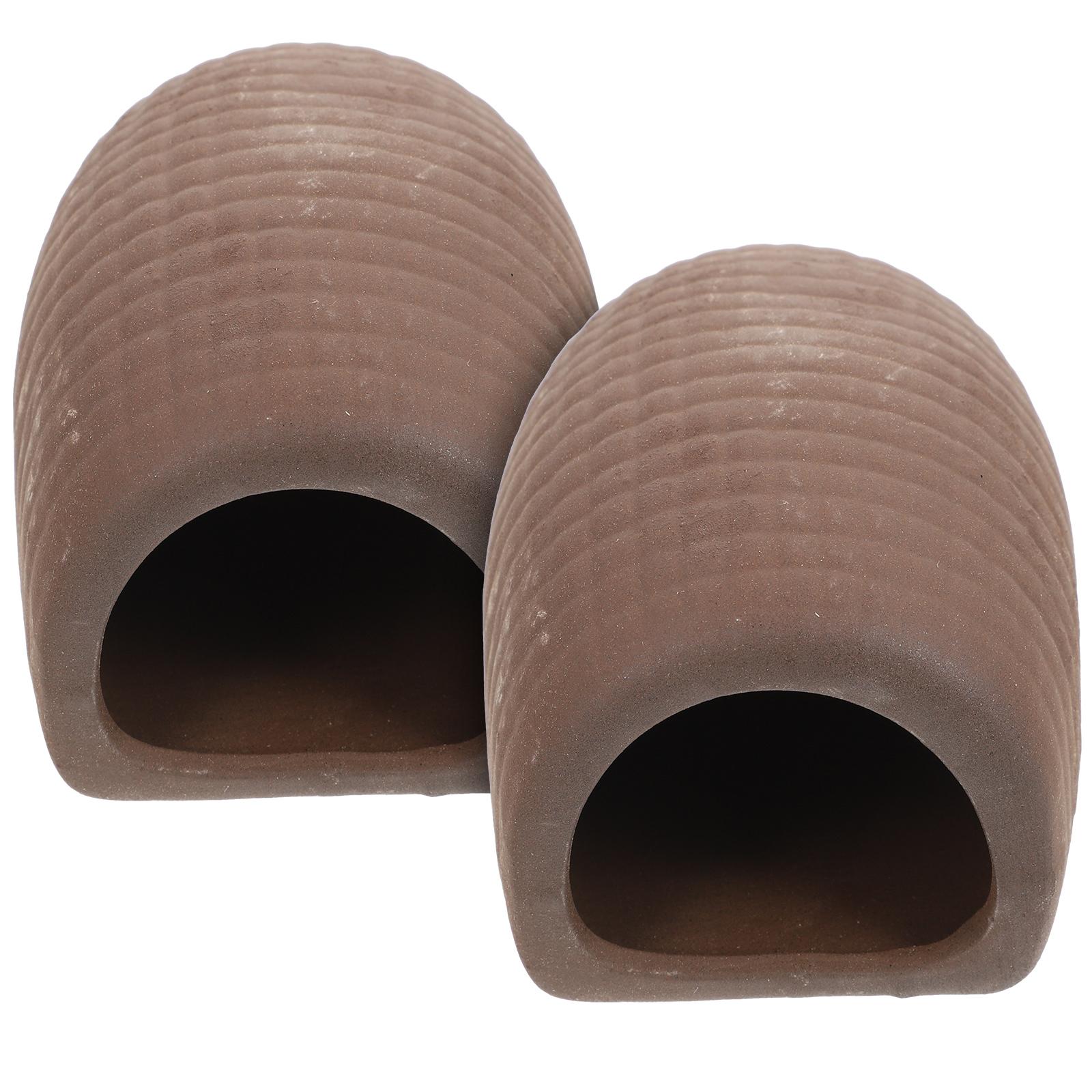 

2 Pcs Fish Shelter Shrimp Cave Ceramic Aquarium Decor Desktop Breeding Hideout Tank Landscaping naments Decorations 8x6.5cm