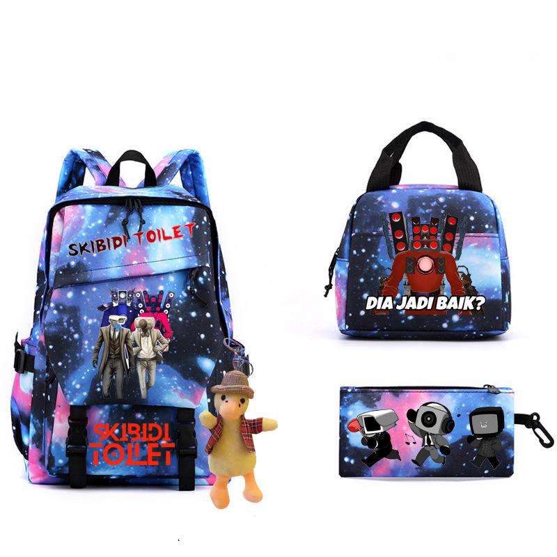New Skibidi Toilet Man Spoof School Bag Elementary School Backpack Satchel Pencil Case