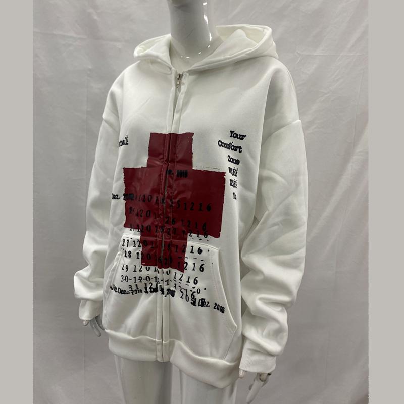 European and American Personalized Printed Pattern Street Retro Trend Loose Long Sleeved Hoodie