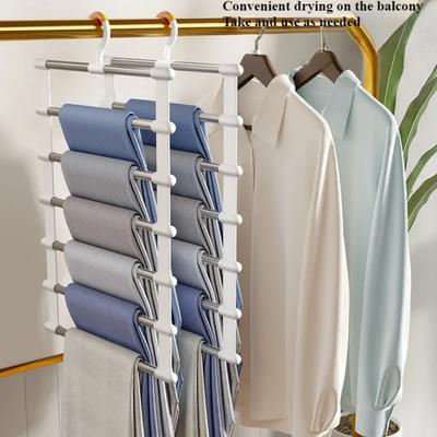 Folding Pants Rack Multi Layer Trouser Hanger Space Saving Household Pants Racks Foldable Simplicity Wardrobe Storage Hangers