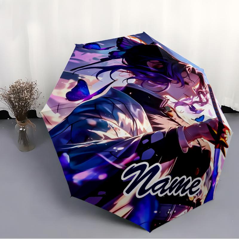Personalized Name Demon Slayer1 Print Umbrella - Automatic Open/Close, Eight-Rib Durable Frame, Automatic Folding Umbrella