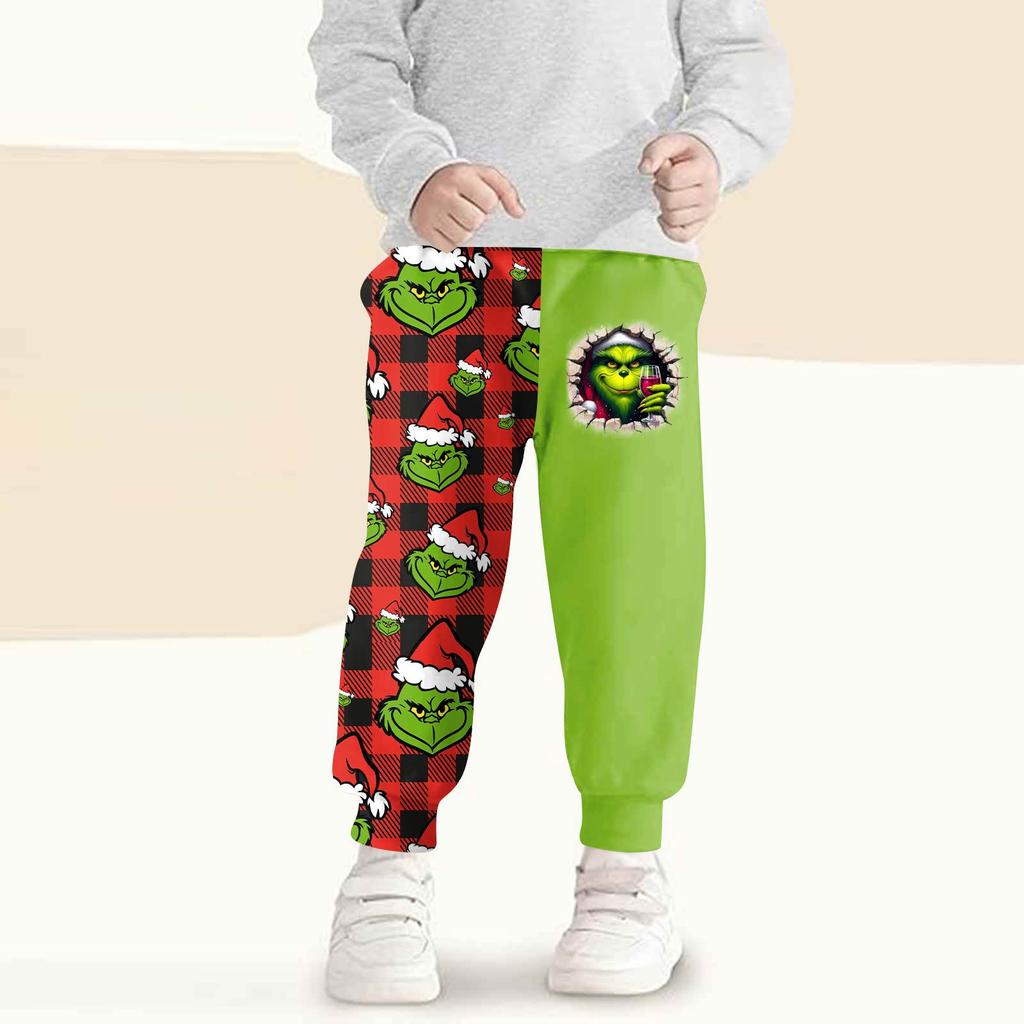 Kids' Fashion Christmas Print Loose-Fit Waistband Casual Sweatpants