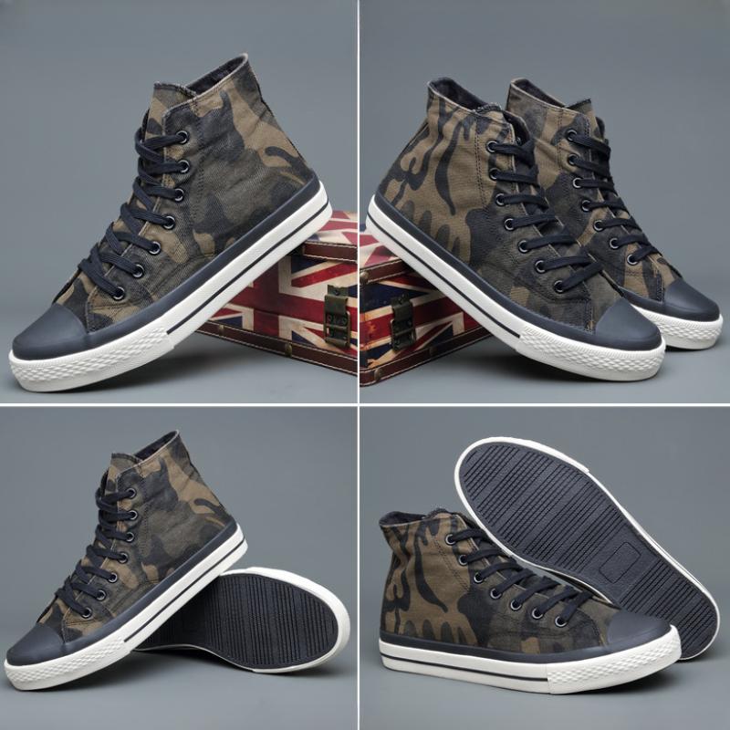 Fashion 2024 New Men Canvas Shoes Fashion High Top Casual Shoes Outdoors Man Camouflage Sneakers Men's Board Shoe Tenis Shoes Zapatos