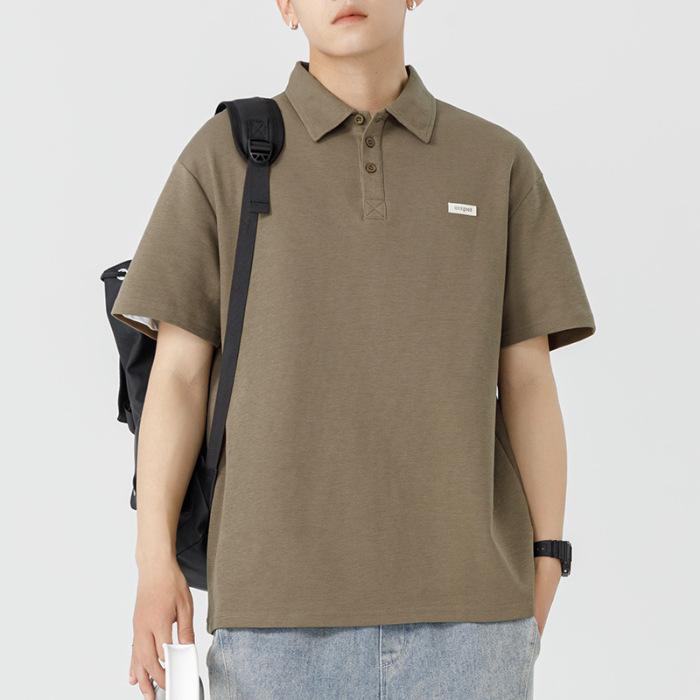 230G Heavyweight Polo Shirt Short-sleeved Men's Summer New Lapel T-shirt Teen Loose Top