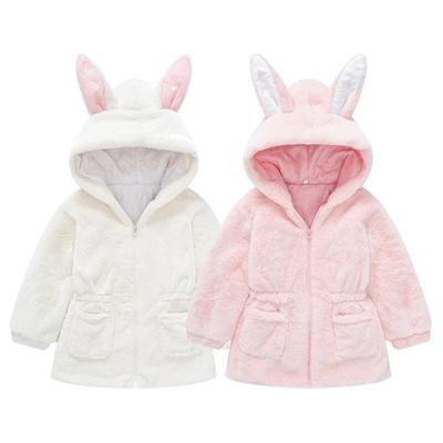 Polar Fleece Winter Kids Girls Coat Faux Fur Hooded Bunny Baby Jackets for Girls Clothing Autumn Warm Fleece Children Outerwear Clothes