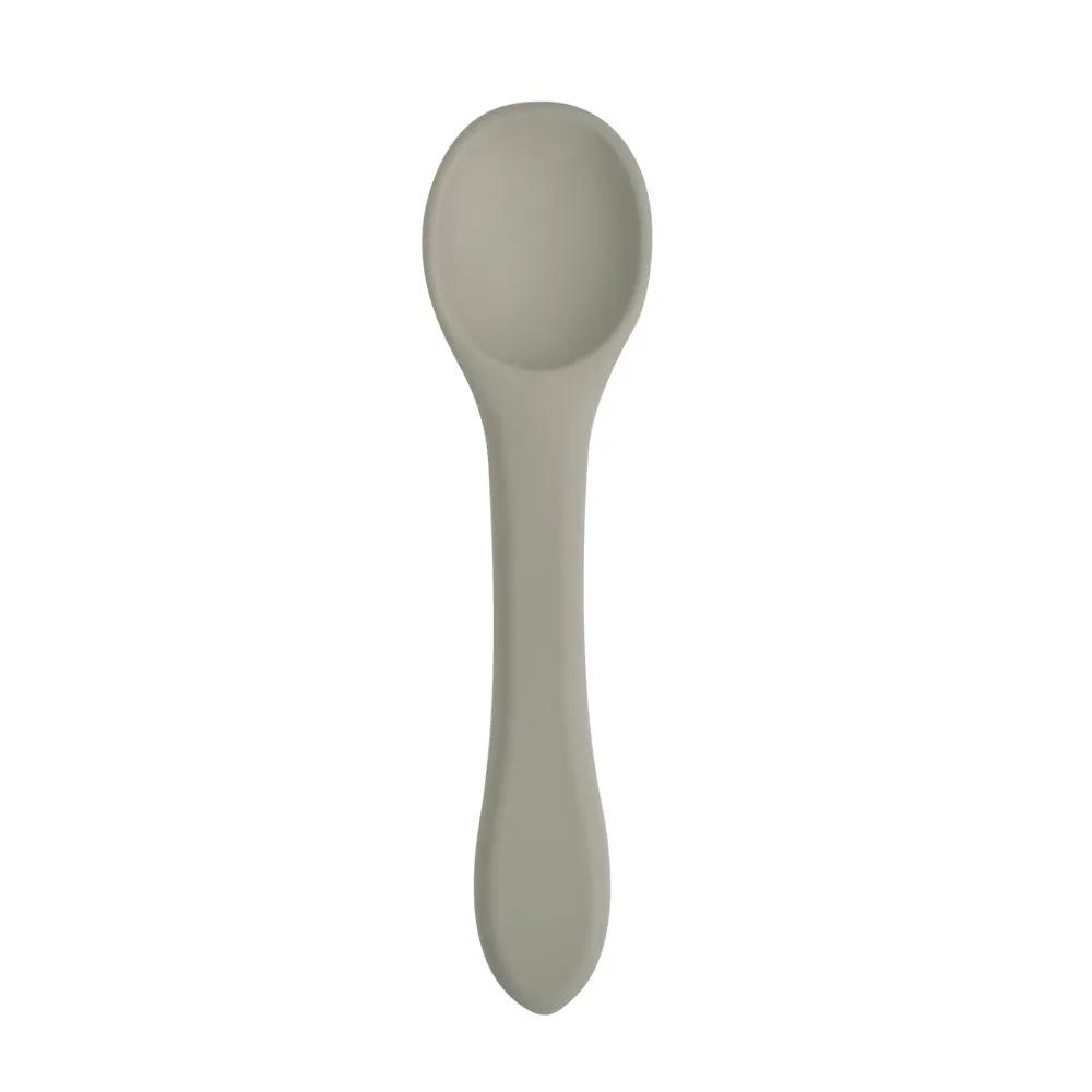 1PCS Full Silicone Spoon For  Utensils Food Grade Silicone Free Dishes Feeding Set Easy To Rinse  Tableware