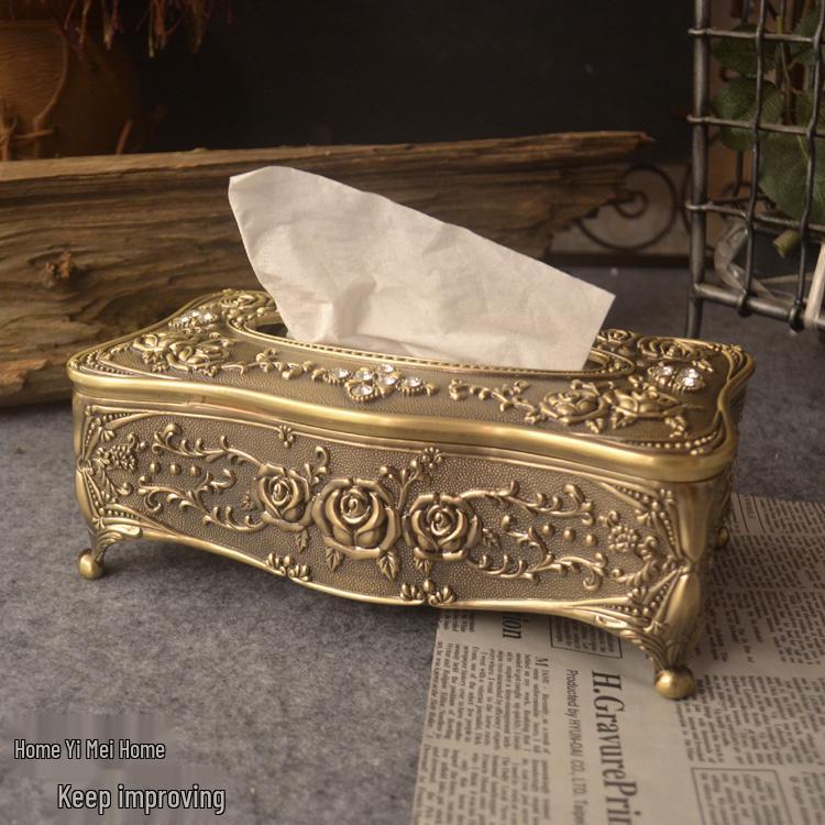 Retro Bronze Tissue Box - European