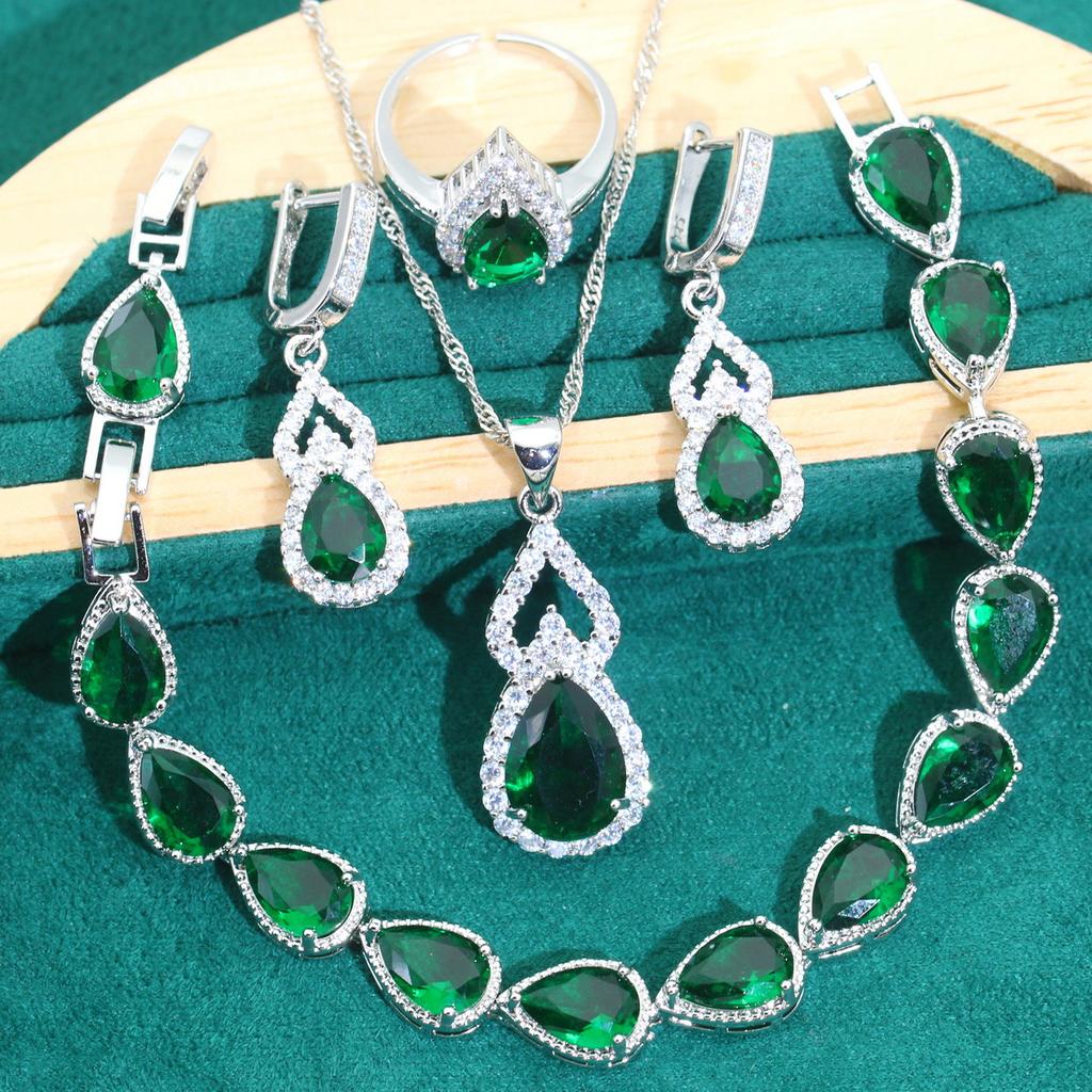 Europe and The United States Dinner Party Dress Sets Noble Fashion Water Drop Zircon Suit Color Anti Allergy