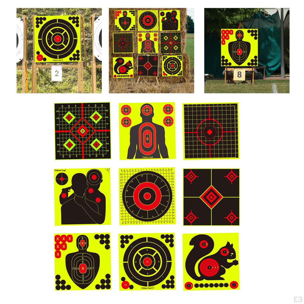 10 Pack of Paper Targets, Self Stickers for Garden Range