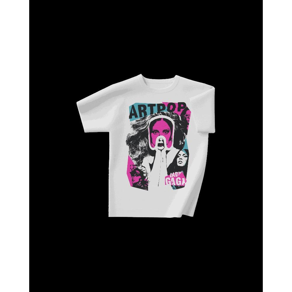 T-shirt Grafica Collage Pop Art "ARTPOP" di Lady Gaga, Maglietta Streetwear Unisex per Fan Art Pop, Top Casual a Manica Corta 100% Cotone