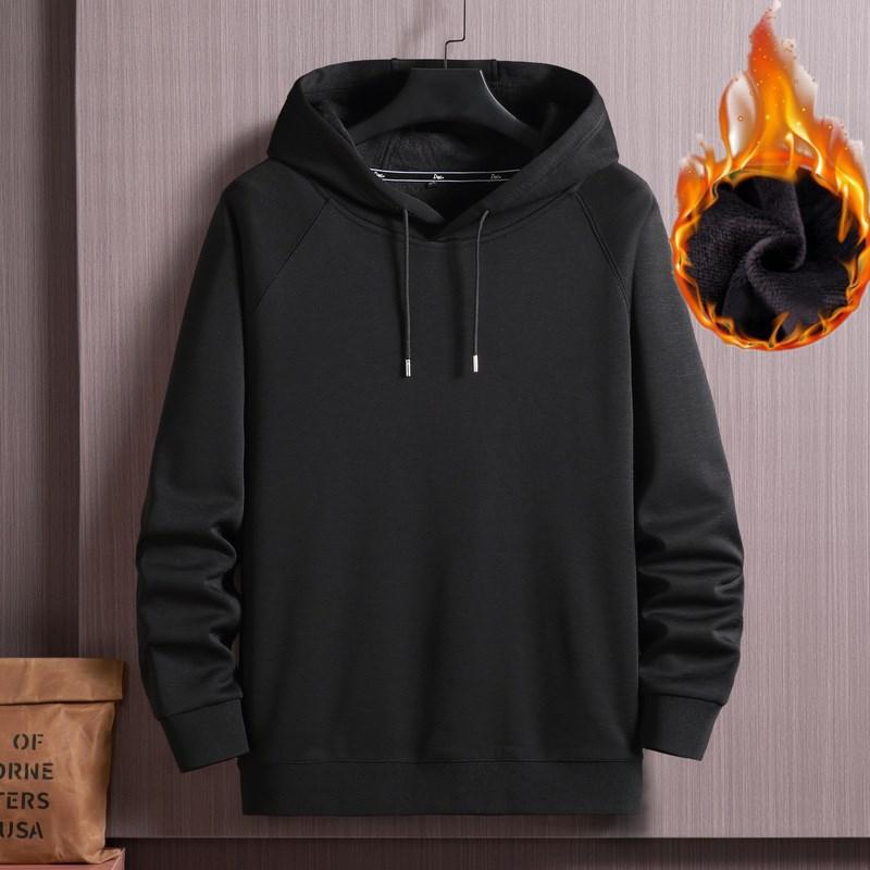 Plus Size 10XL Autumn and Winter Plus Velvet Hooded Sweater Men's Fat T-shirt Long-sleeved Sports Hooded Sweater Plus Velvet