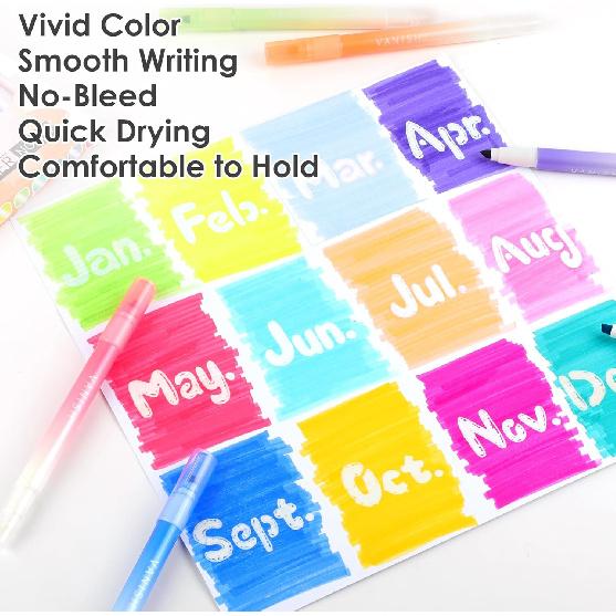 Erasable Highlighters Assorted Colors 12 Pack, Dual Tip Erasable Markers Pens, Chisel Tip Smooth Writing Highlighters Journaling Supplies Planner