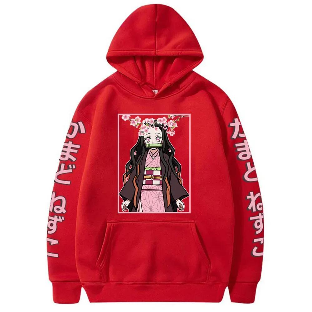 Japan Anime Demon Slayer Graphic Printed Hooded Women Hoodies Long Sleeve Sweatshirt Harajuku Casual Girl Clothes Tops