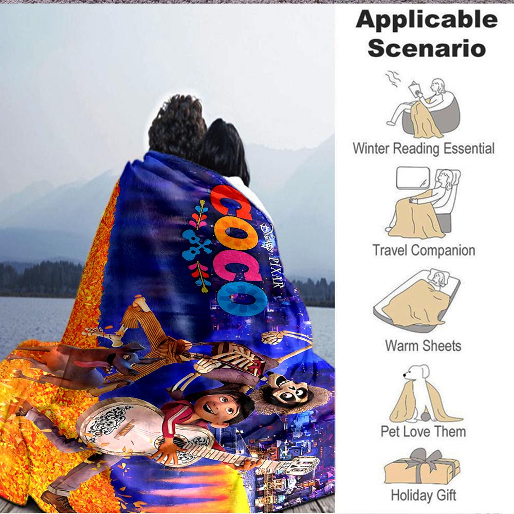 1Pc Coco Movie Poster Flannel Blanket, Soft And Comfortable, Casual Warm, Camping Travel, Christmas, Halloween Xmas Gift S1350