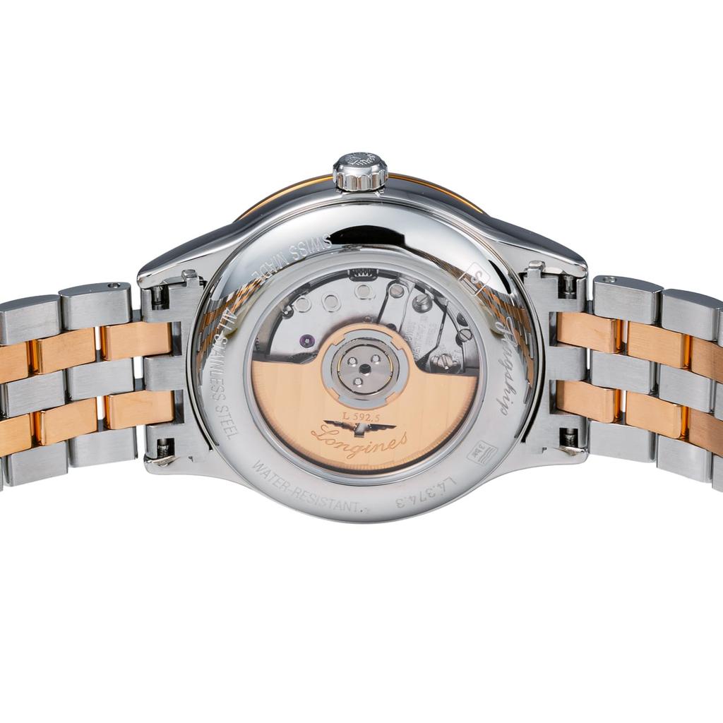 Uhr FLAGSHIP Flagship Automatischer Aufzug 3 ATM Wasserdicht Saphirglas Weißes Zifferblatt Edelstahl Silber x Gold [Longines] Damen