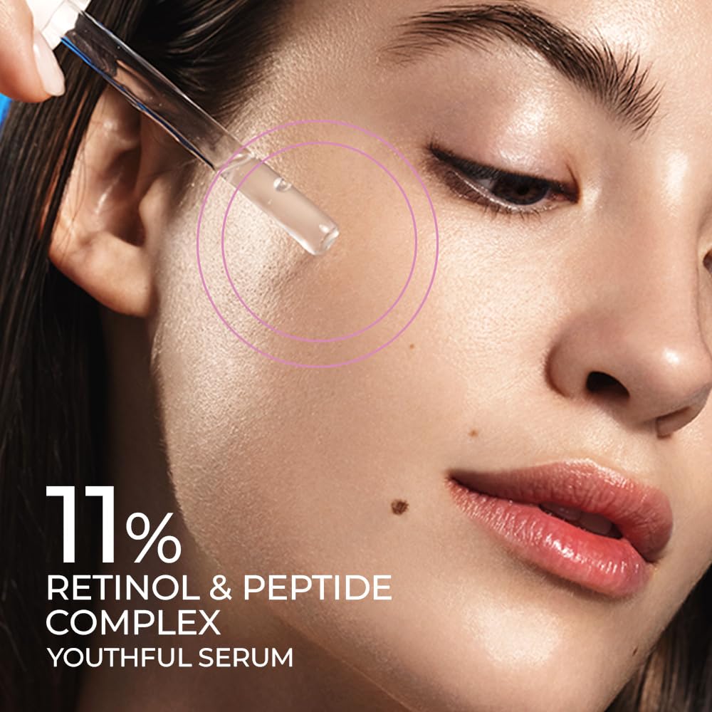 Streax Youthful Shine Gesichtsserum 30ml Anti-Aging Retinol Peptid Komplex Reduziert feine Linien Falten dunkle Flecken