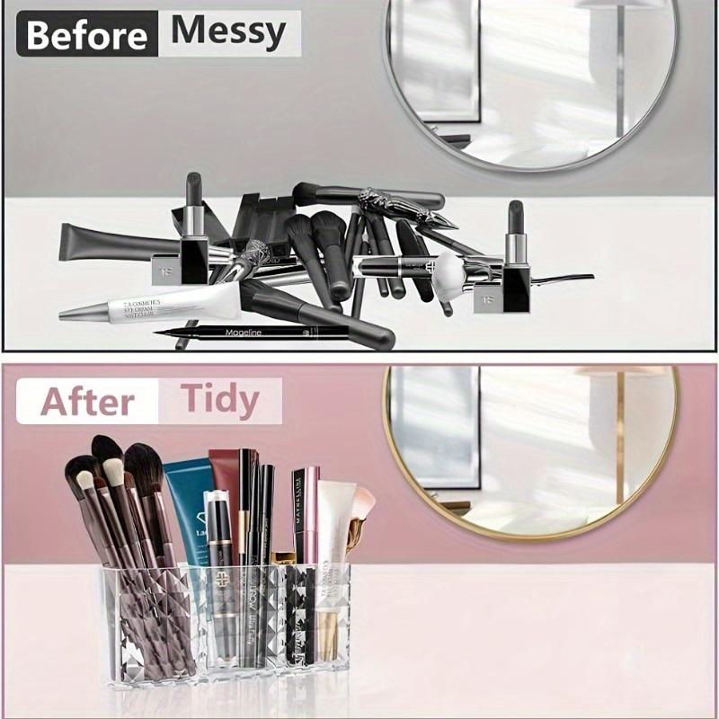 1PC Spacious Cosmetic Organizer - Transparent Multi-Compartment Box for Eyebrow Pencils/Brushes