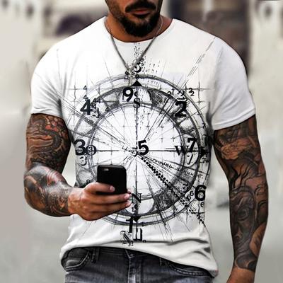 New Men's Summer 3D Printed Compass T-shirt Hip Hop Style Cross Style Short Sleeve T-shirt