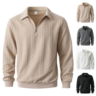 European Jacquard Knit Half-Zip Hoodie for Men - Autumn/Winter Casual Sportswear