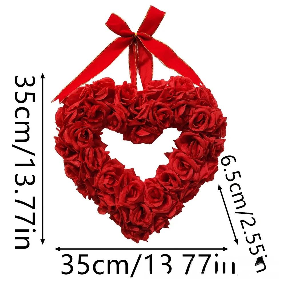 

Handmade Decoration Valentine Wreath Indoor Outdoor Use Plastic And Silk Artificial Eucalyptus Valentine Decoration 14inch