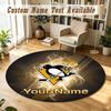 Round Rug Custom NamePittsburgh Penguins Pattern Non Slip Carpet Home Floor Decor