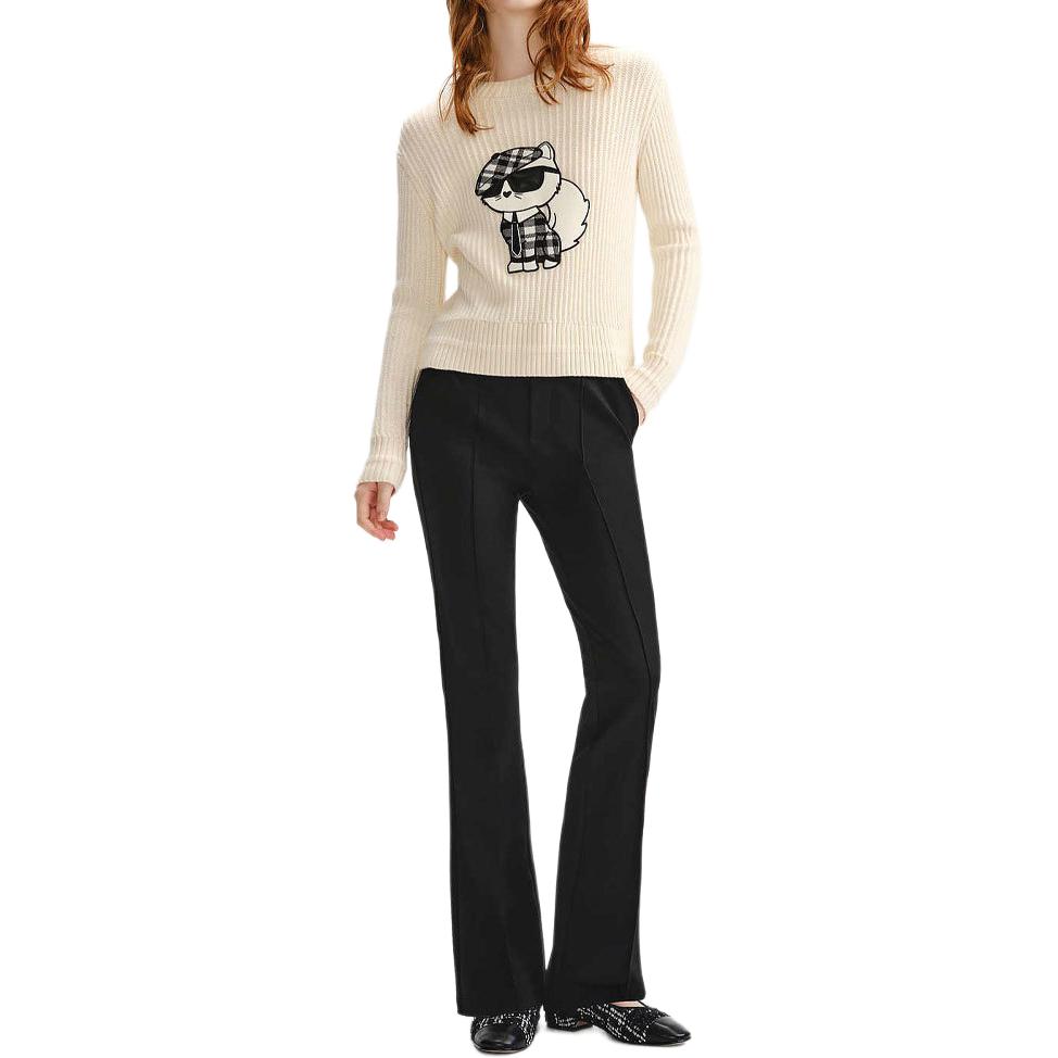 Karl Lagerfeld FW23 Outdoor Commuting Party Lightweight Luxury Cat Round Neck Pullover Long Sleeve Sweater Women Sweater 236L2071106