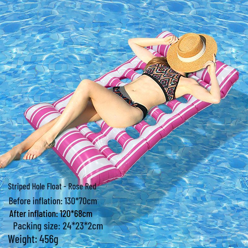 Nafukovací PVC lehátko: Skládací pruhované plavací lehátko