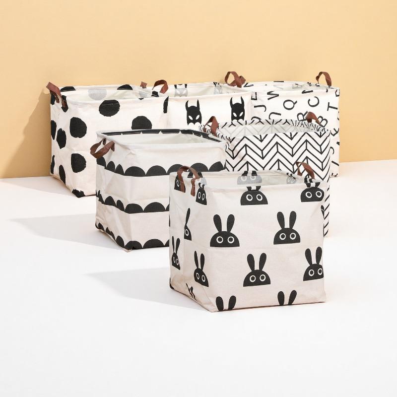 Cotton and Linen Waterproof Large Storage Household Moving Quilt Clothes Cabinet Foldable Dirty Laundry Basket Desktop Storage Box
