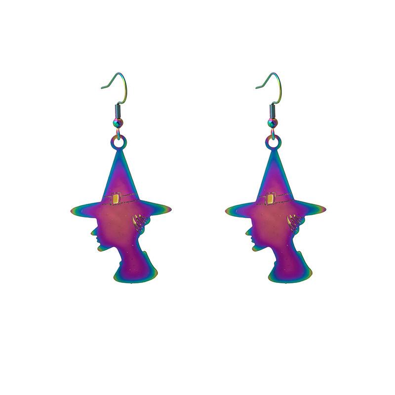 Halloween Trendy Funny Earrings Colorful Gradual Change Electroplating Color Matching Niche Earrings Temperament