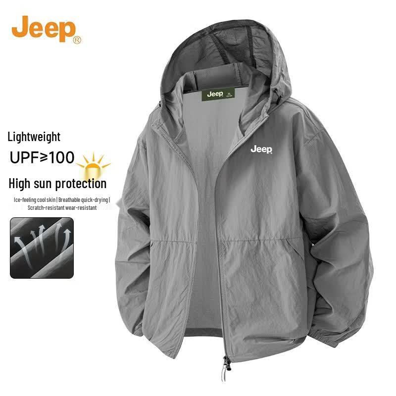 JEEP Men s Hooded Ice-Feel Sun Protection Jacket S серый